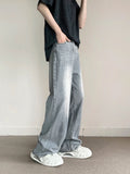 Threebooy New Vintage Gray Baggy Jeans Men Fashion Harajuku Casual Y2k Pants Straight High Street Male Wide Denim Trousers