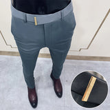 Threebooy Mens Business Suit Pant Male Pants Ankle Length Casual Slim Formal Trousers Elastic Pencil Pants Office Work Men Clothes