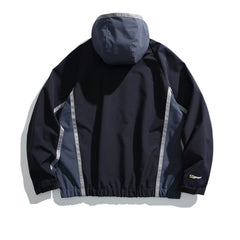 Threebooy Vintage Patchwork Jackets Windbreaker Men Harajuku Casual Outdoor Hooded Jacket Streetwear Loose Autumn New Cargo Jacket Male