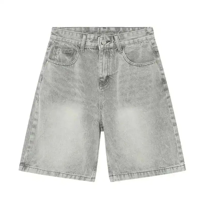 Threebooy  Summer Denim Shorts Men's Loose Korean Style Retro Short Jeans Fashion Washed Casual Knee Length Pant New Streetwear
