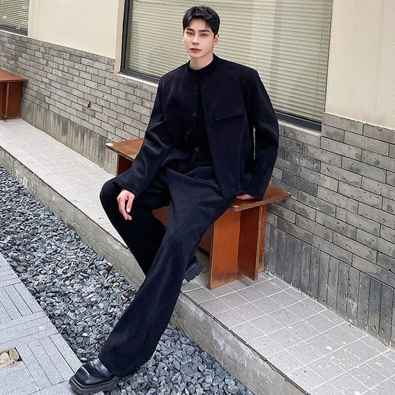 Threebooy Men's Daily Blazer & Wide Leg Pants 2-Piece Set