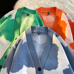 Threebooy Open Front Button V Neck Long Sleeve Sweater Women Basic Shirt Men Warm Soft Coat Autumn Winter Tops Casual Knit Jacket Cardigan