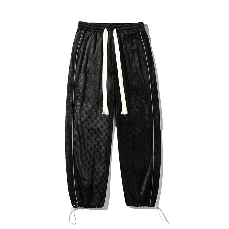 Threebooy Loose Wide Leg Sweatpants Spring Autumn Oversize Beam Feet Embossed Knitted Casual Pants Sports Trend Classic All-match Trousers