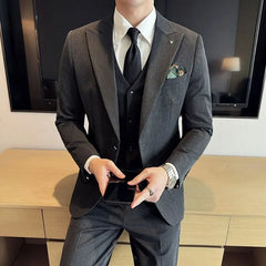 Threebooy  High Quality Suit Men's Suits 2 Piece Slim Fit Tuxedos Pant Formal Dress  High-End Sense  Business Prom