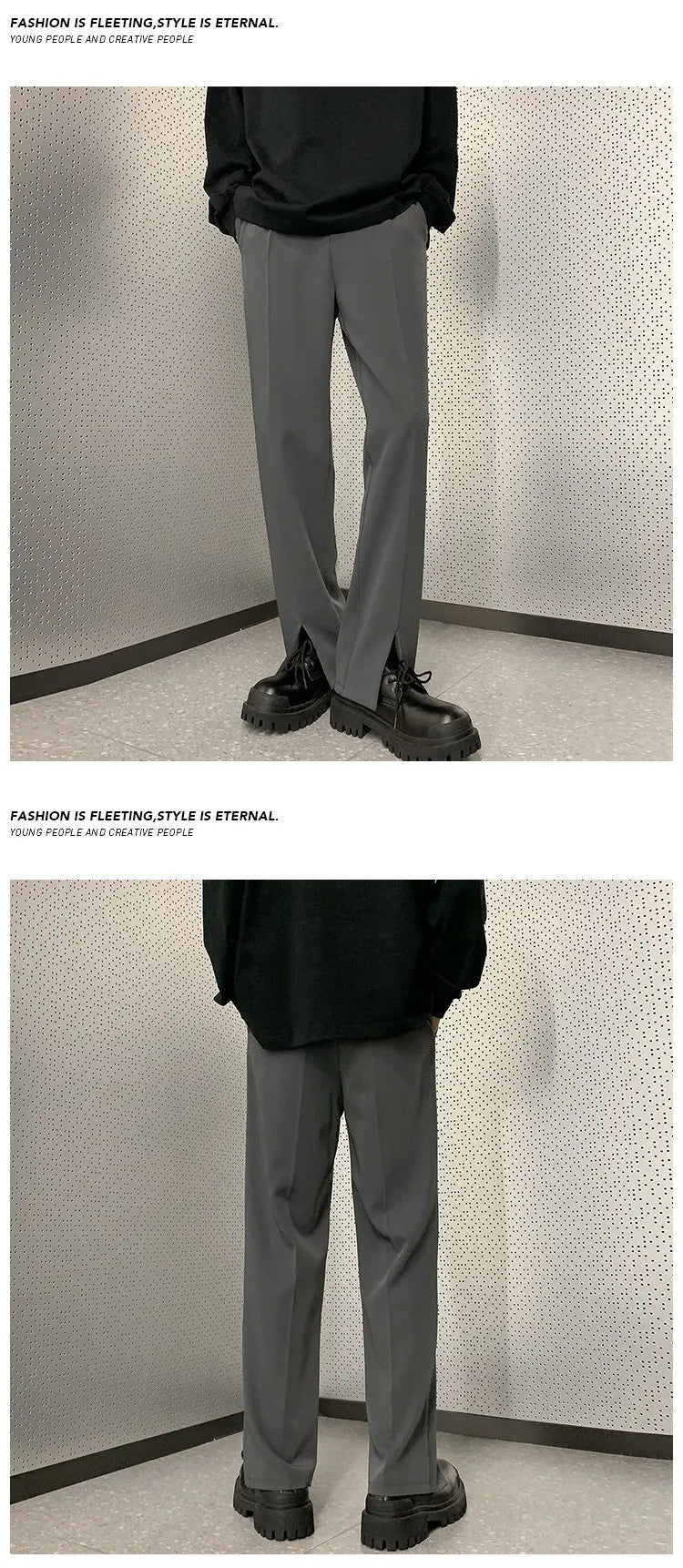 Threebooy Grey Suit Pants Men Fashion Society Mens Dress Pants Korean Loose Straight Pants Mens Office Formal Trousers M-3XL