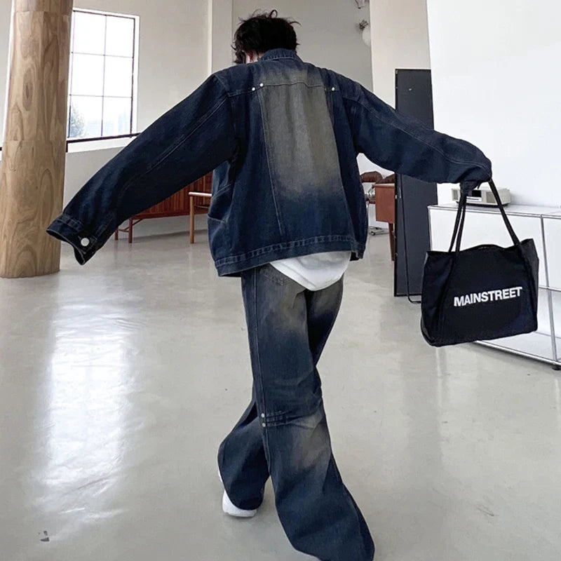 Threebooy Men's Vintage Washed Denim 2-Piece Set