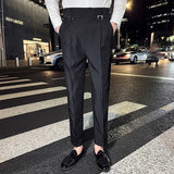 Threebooy Men Spring Business Formal Pants Solid Casual Korean Slim Fit Suit Pants Mens Wedding Social Trousers Plus Size 29-36