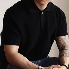 Threebooy  New Men's Clothing Light Luxury Business Polo Shirt Casual Slim-fit Knitted Solid Color Short Sleeve T-shirt High Quality Tops