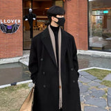 Threebooy Winter Men Black Thick Woolen Trench Coats Korean Style High Quality Male Casual Trenchcoat Men's Streetwear Windbreaker