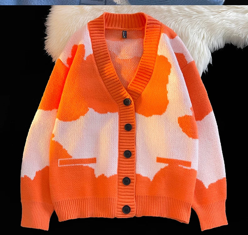 Threebooy Open Front Button V Neck Long Sleeve Sweater Women Basic Shirt Men Warm Soft Coat Autumn Winter Tops Casual Knit Jacket Cardigan