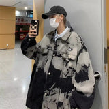 Threebooy Tie Dyed Jacket Men's Spring Autumn Men's Clothing Jacket Hip Hop Harajuku Street Clothing Fashion Trendy Denim Jacket