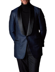 Threebooy  Men's Suit 2 Pieces Blazer Black Pants One Button Sheer Lapel Business Work Wear Slim Fit Formal Wedding Groom