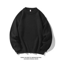 Threebooy Men Women Solid Color Crew Neck Knitted Pullover Korean Streetwear Unisex Sweatshirts Trendy Basic Long Sleeve Sweater Pullovers