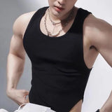 Threebooy Comfortable Printing Men's Homewear New Round Neck Slim Casual Tank Tops Korean Style Personality Motion Bottoming Shirt