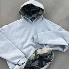 Threebooy  Loose Unisex Camouflage Print Sweatshirt Hip Hop Style Reversible Autumn Winter Fashion Streetwear Casual Comfortable Hoodie