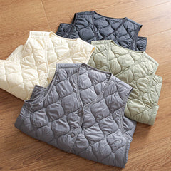 Threebooy  Windproof Waterproof Autumn Padded Vest Inner Imitation Wool Quilted Cotton Fluffy Warm Lightweight V-neck Vest Cotton Waistcoat
