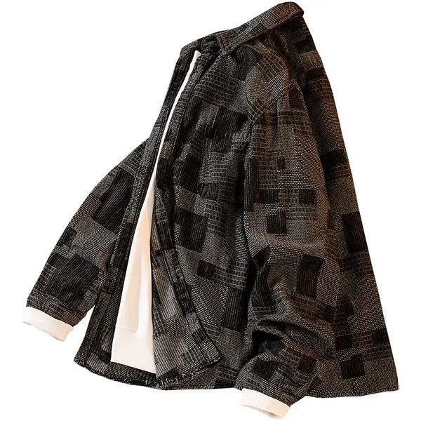 Threebooy Plaid Shirt Men's High-end Fashion Top Hong Kong Style Long-sleeved Loose Handsome Trendy Retro Shirt Casual Jacket Aesthetic