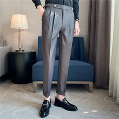 Threebooy  Fashions Slim Fit Formal Trousers Mens Autumn Winter High Quality Brand Business Casual Black Blue Stretch Long Pants 29-36