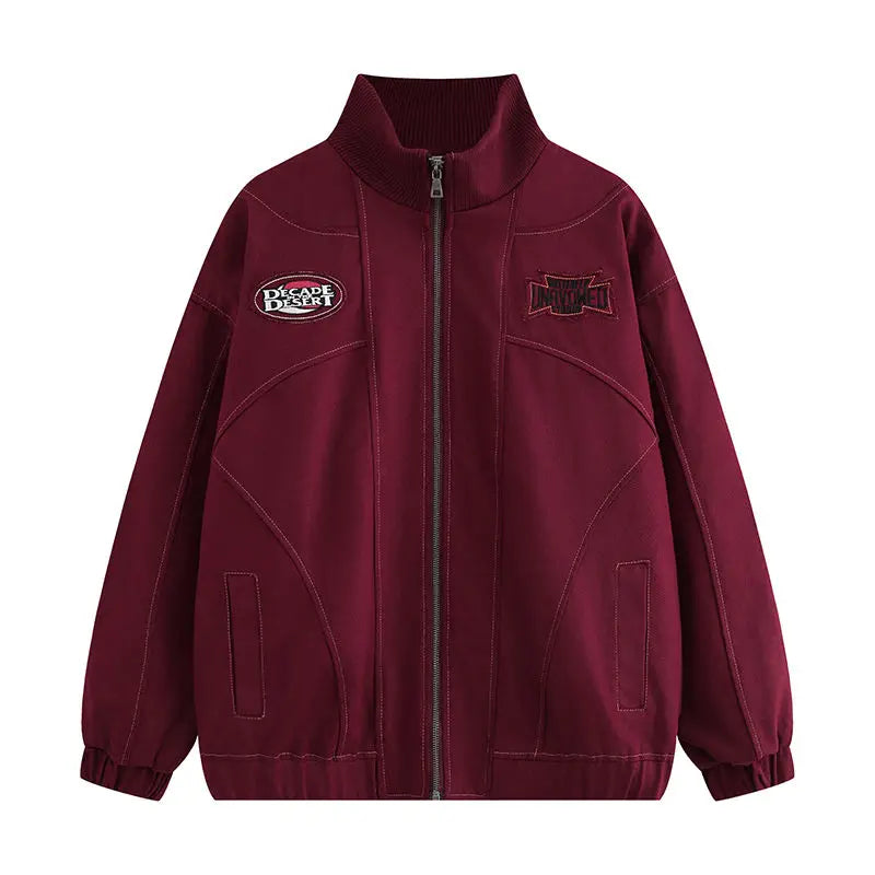 Threebooy American Retro Trend College Style Patch Embroidered Lapel Jacket Men Women Fashion Loose Casual Versatile Jacket Trendy Tops