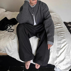 Threebooy Old Money Vintage Cardigan Coat Light Luxury Knitted Lapel Long Sleeve Men Sweater Jacket Leisure Premium Quality Knitwear M-3XL