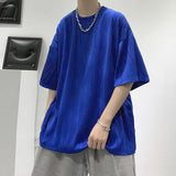 Threebooy Cool Sheer T-shirt Striped Korean Summer Clothes Men Men's Short Sleeve Tee White Top Male Blue Streetwear Hip Hop