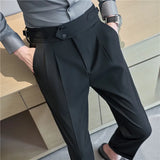 Threebooy Fashion Men Business Dress Pants Office Social Wedding Streetwear Casual Suit Pants Slim Fit Trousers Costume Homme 29-36