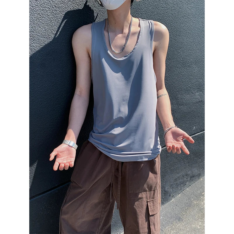 Threebooy  Men Cotton Vest Sweat Absorbing Gym Workout Sportswear Solid Mens Athletic Sleeveless Shirt Activewear Top Casual Training