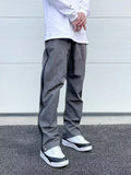 Threebooy High Street Korean Style Loose Open Casual Pants Men's Zipper Casual Straight Tube Waterproof Charge Pants