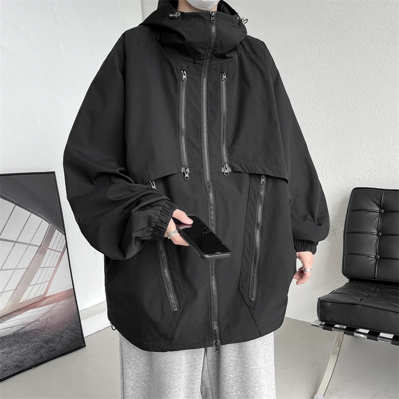 Threebooy Men's Clothing Harajuku Outerwear Men's Coats Models 2024 Man Hoodie Hooded Jackets Korean Popular Clothes Loose Fitting Spring