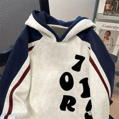 2025 autumn and winter men and women trendy personalized letter printed hooded sweatshirt couple loose retro Harajuku casual top