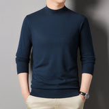 Threebooy Men's Spring Autumn Solid Color Knit Sweater Half Turtleneck Loose Fit  Minimalist Basic Shirt Fashionable and Simplified Urban