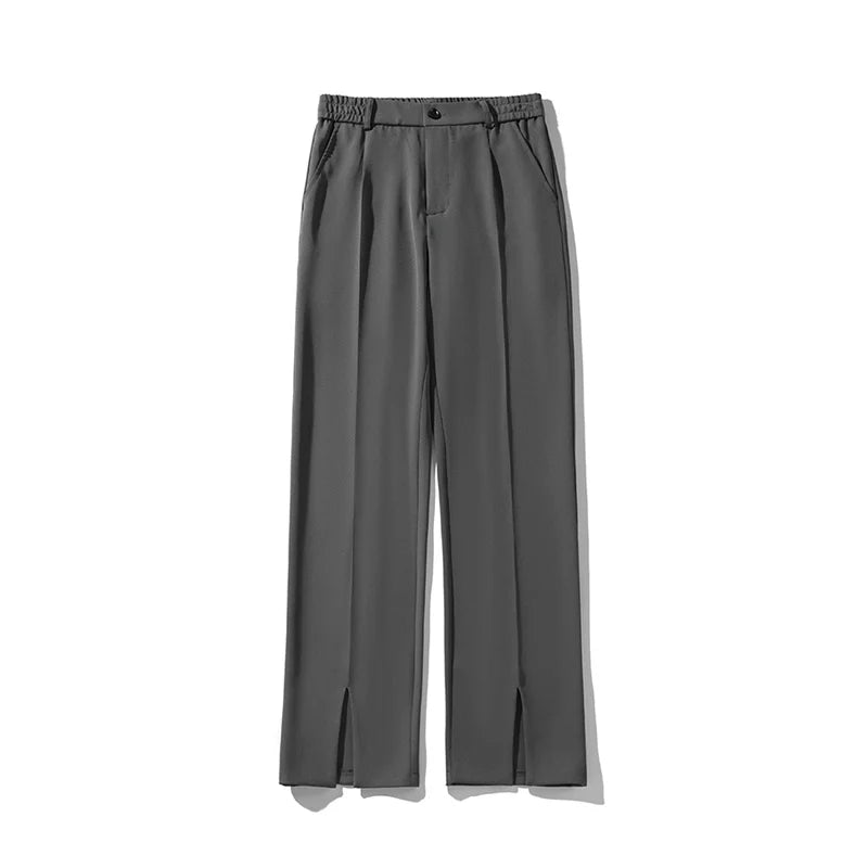 Threebooy Grey Suit Pants Men Fashion Society Mens Dress Pants Korean Loose Straight Pants Mens Office Formal Trousers M-3XL