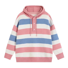 Threebooy  Spring and Autumn Fashion Trend American Retro Thickened Warm Hooded Knit Sweater Men's Casual Loose Sport High-Quality Pullover