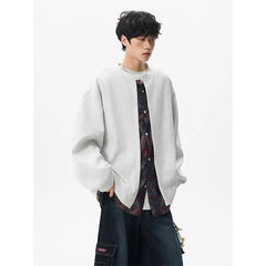 Threebooy Jacket men Stand Up Collar Single Breasted Fake Two Piece Jacket Autumn Thin Ethnic Print Patchwork Mens Outerwear Coat men new