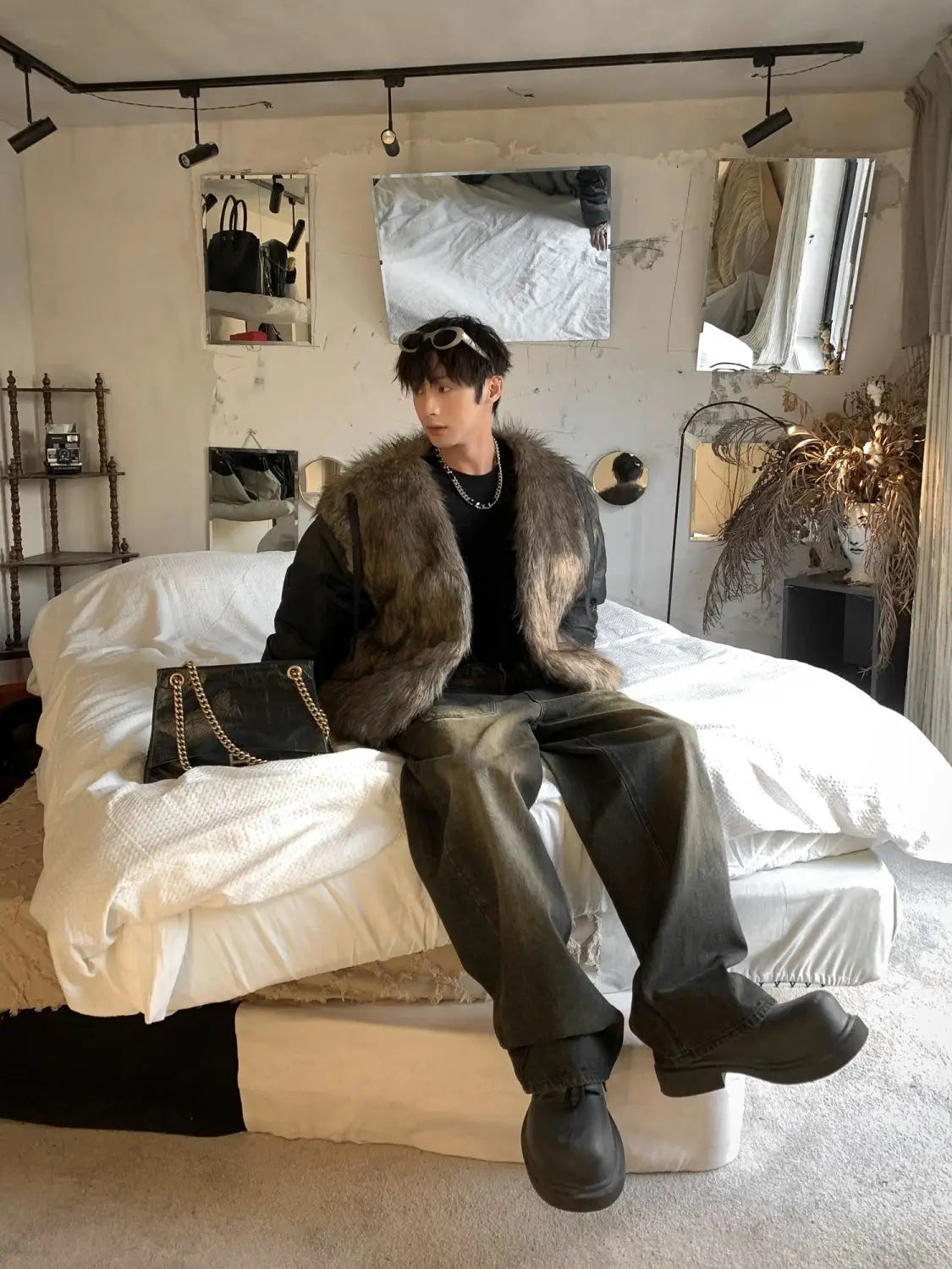 Threebooy American Two-sided Wear Parkas Warm Fashionable Streetwear Men's Imitation Fox Fur Coat Versatile 2025 New Padded Thick Jacket