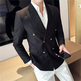 Threebooy Spring Business Casual Suit Blazer Coat Uniform Men Streetwear Suit Jacket Outerwear Clothing Men Double Breasted Blazer S-3XL