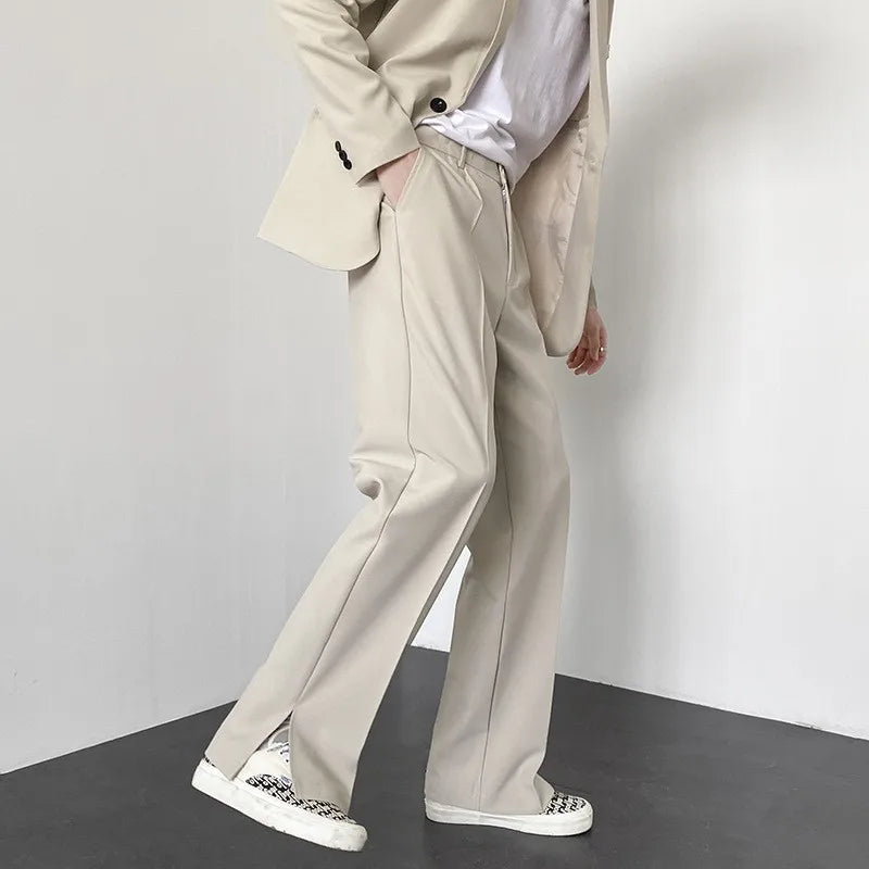 Threebooy  New Fashion Suit Pants Men's Luxury Trousers with Split Cuffs Draped Straight Pants Casual Slim-fit Premium Elegant Dress Pants