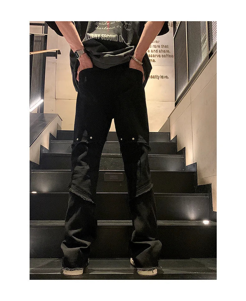 Threebooy New Spring Jeans Loose-fit Straight-leg Sporty Workwear Pants Hong Style Washing Jeans For Men