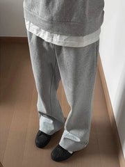 Threebooy  Mens Trendy Brand Clean Fit Micro Flare Joggers Spring Autumn Wide Leg Drape Straight Casual Trousers