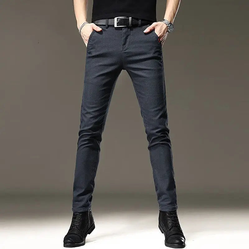 Threebooy  Casual Pants Men in Spring Summer New Style Comfortable Small Feet Elastic Slim Fit Trendy Versatile Casual Long Pants New Style