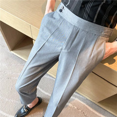 Threebooy 023 Top Quality Men's Spring Business AndCasual Suit Pants/Man Pure Color Office Dress Suit Trousers/Man Slim Fit Pants 29-36