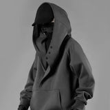 Threebooy Mens Functional Casual Style Hoodie 2024 New Genderless Fashion Youth Street Loose Diagonal Placket Hooded Sweatshirt Unisex