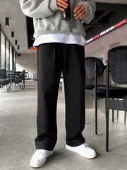 Threebooy Korean Style High-end Straight-leg Casual Pants Men's Spring Summer Loose Trousers American 2025 New Trendy Wide-leg Pants Chic