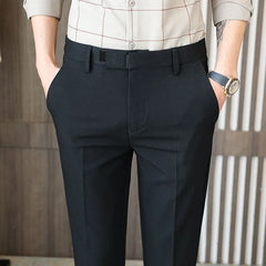 Threebooy  Summer Thin Men's Business Casual Trousers Korean Style Slim Nine-point Pants Small Feet