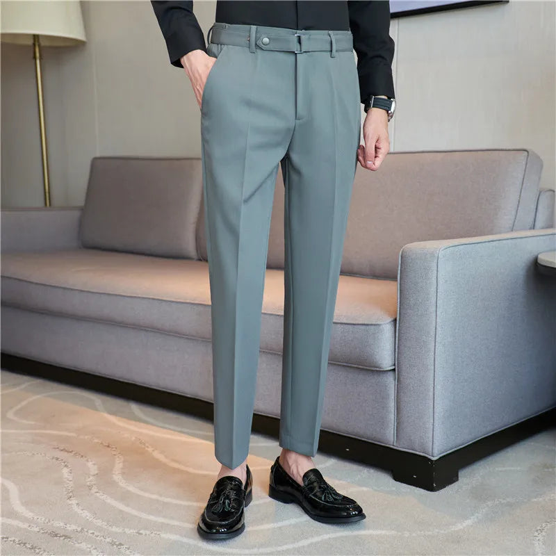 Threebooy New Casual White Mens Pants Trousers Feet Slim Breathable Comfortable High Quality Male Brand Business Suit Trousers