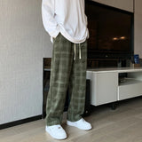 Threebooy Men Checkered Casual Pants Loose Straight Corduroy Pants Sweatpants Man Fashion Streetwear Spring New Hip Hop Trousers