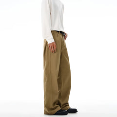 Threebooy 100% Cotton Men's Loose Casual Pants Autumn New Fashion Comfortable Wide-leg Oversized Trousers Streetwear White Khaki Black