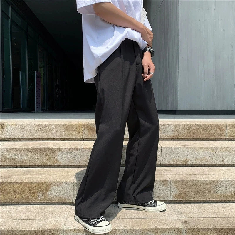 Threebooy  New Japanese Retro Male Suit Pants Light Luxury Straight Draped Button-down Business Casual Pants Premium Slim Elegant Trousers