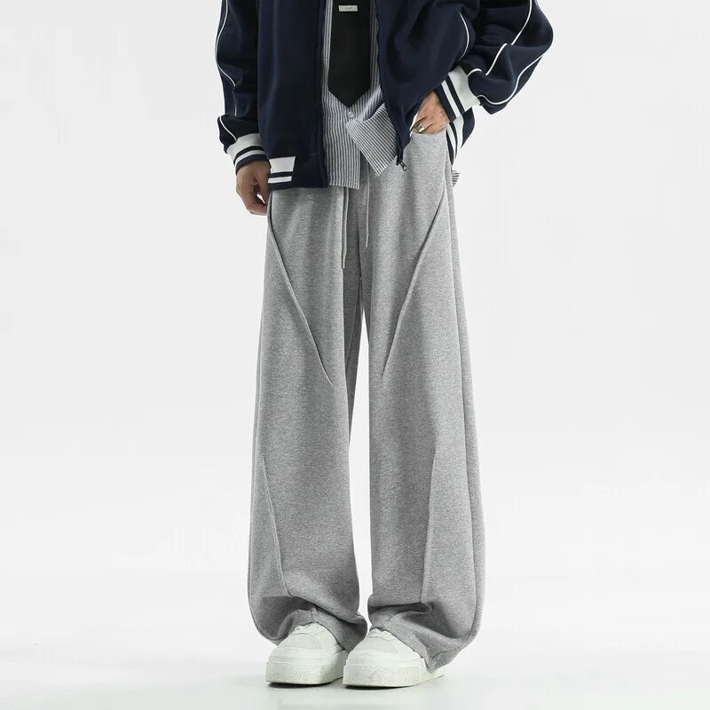 Threebooy Black Casual Pants Men Oversized Wide Leg Pants Men Grey Sweatpants Streetwear Loose Joggers Sports Pants Mens Trousers M-2XL