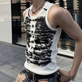 Threebooy Mens Street Tie-Dye Tight-Fitting Sports Vest Genderless Sexy Fashion Youth Trendy Casual Printed Comfortable Vest Unisex